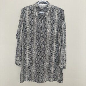 Coolibar UPF women’s Dress Button Up Geometric Black White Size L